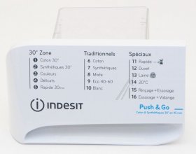 Detergent Dispenser Cover - C00646807 488000646807 Handle Draw inx-rapid-nel21-fr-p [Whirlpool Indesit]