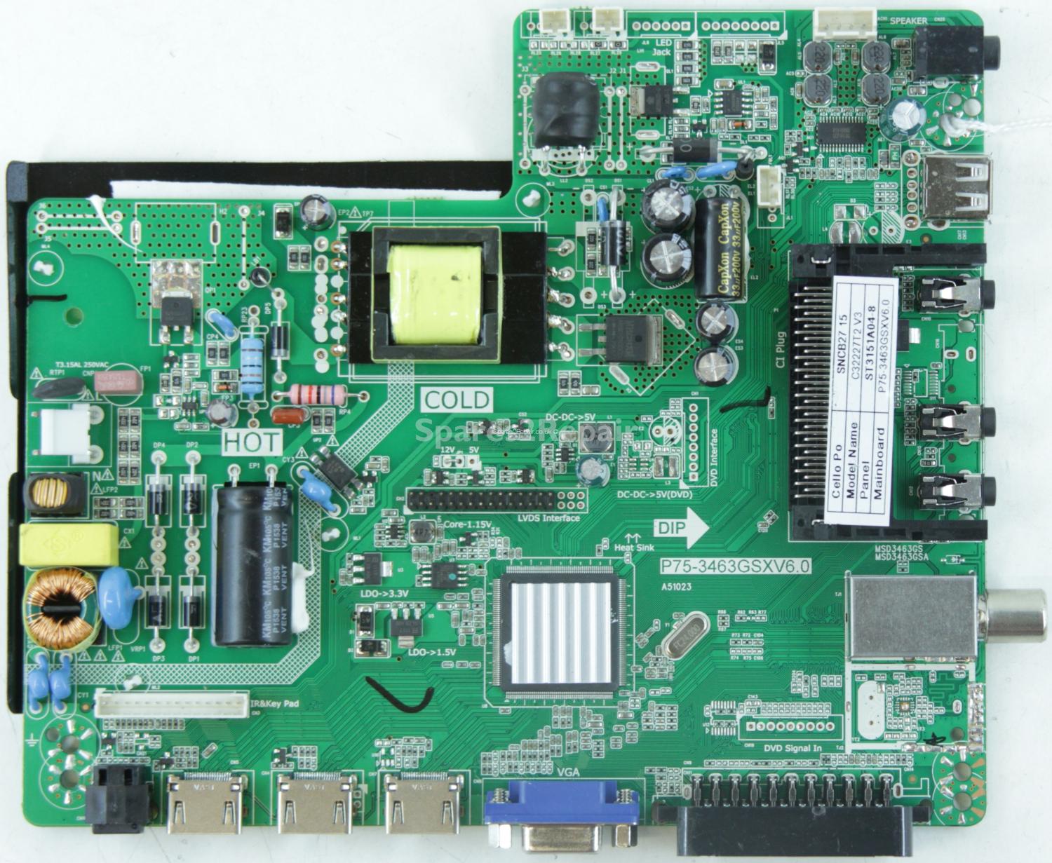 Cello C32227T2-V3 - Main AV - P75-3463GSXV6.0 - A51023 - ST3151A04-8