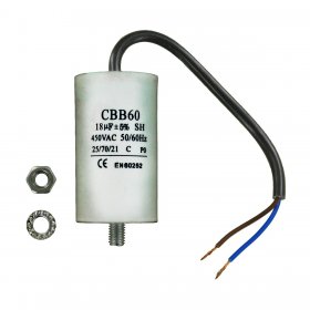 Universal Capacitor (18uF / 18MFD, 450VAC) with 18cm Cable Connectors