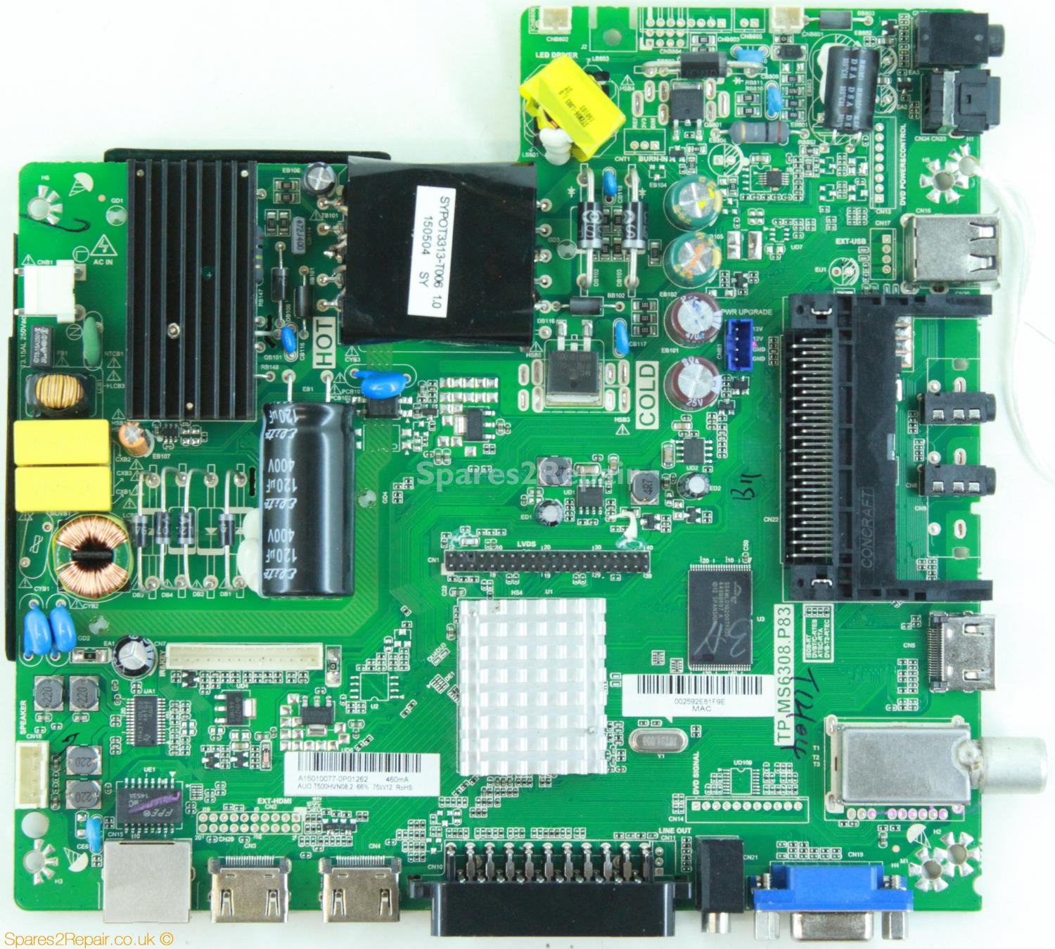 Seiki SE50FO04UK - Main Board - A15010077 - 34013077 - TP.MS6308.P83 - T500HVN08.2